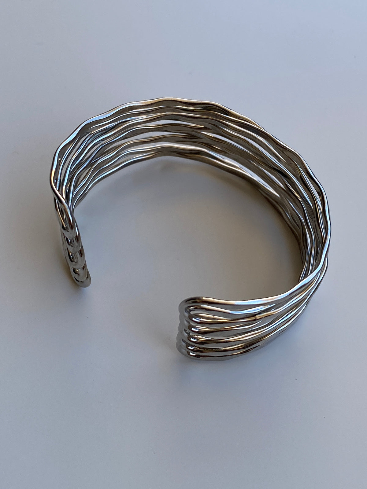 Vintage Silver-Tone Multi-Strand Open Cuff Bracelet