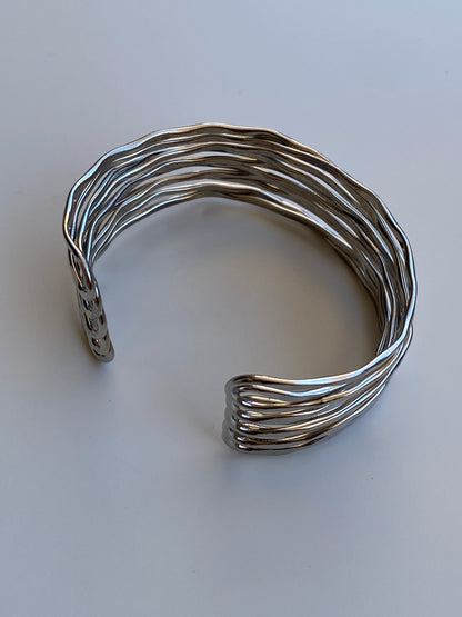 Vintage Silver-Tone Multi-Strand Open Cuff Bracelet