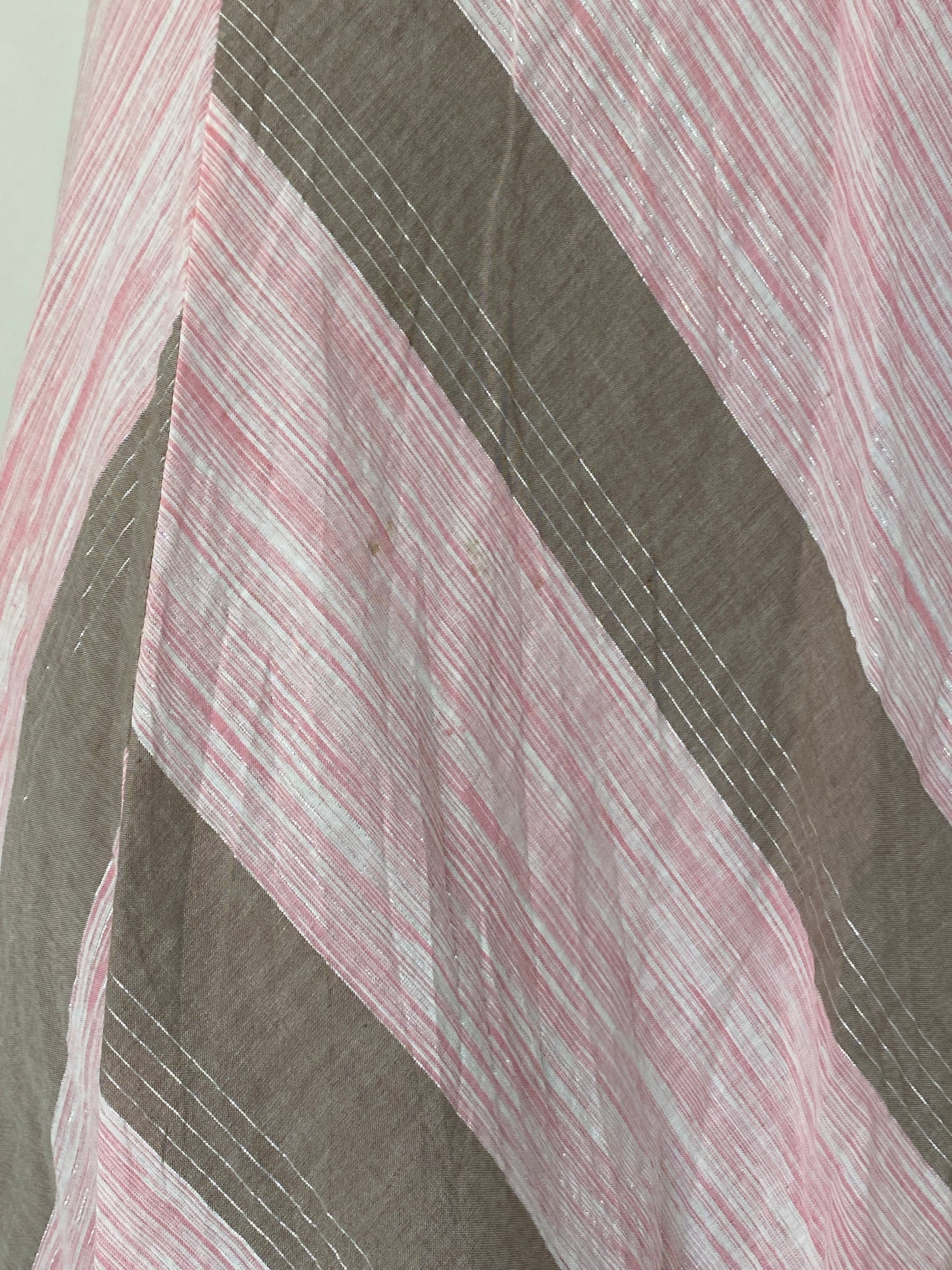 Vintage Y2K Woolworths Woman Pink & Taupe Linen Blend Chevron Maxi Skirt - M