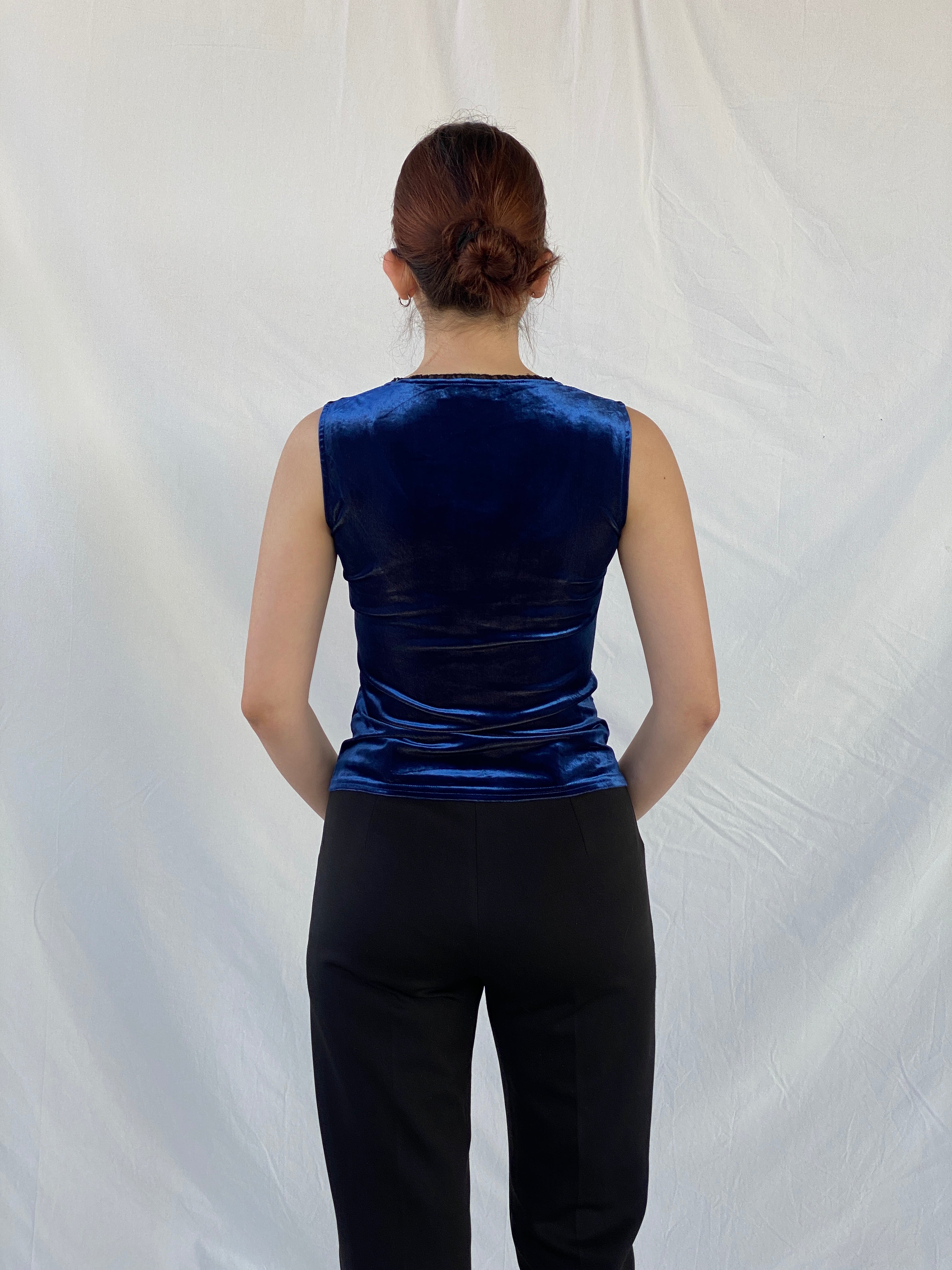 Vintage Bisou-Bisou من تصميم ميشيل بوهبوت مشد أزرق مخملي - M