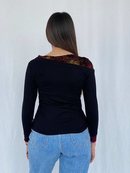 Vintage Vango Paris Top With Velvet Details Size L - Balagan Vintage Full Sleeve Top 00s, Juana, NEW IN, Top, winter, Y2K