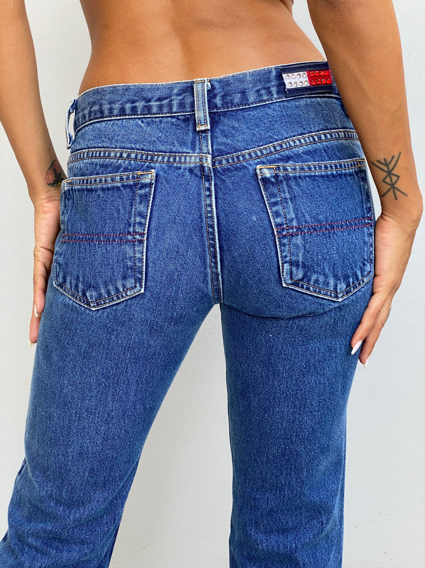 Vintage Y2K Tommy Jeans Blue Denim Low Rise Straight Leg Jeans - 36EUR