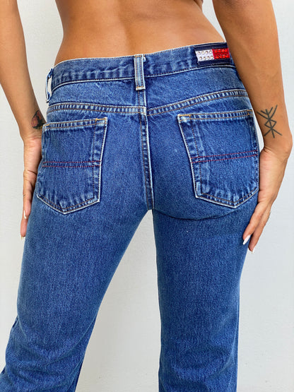 Vintage Y2K Tommy Jeans Blue Denim Low Rise Straight Leg Jeans - 36EUR