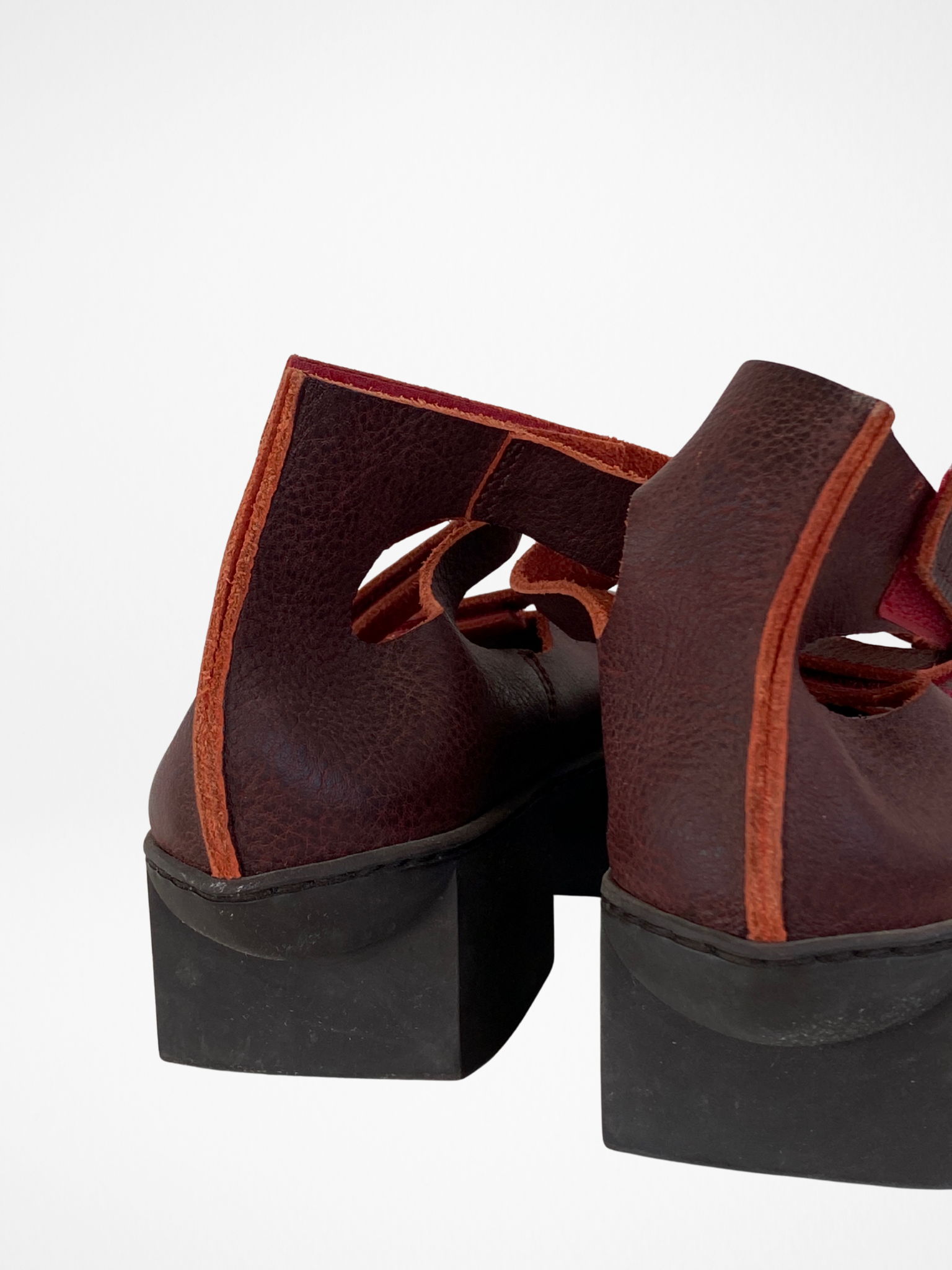 Trippen Burgundy Leather Platform Strappy Sandals – Handmade in Germany – Women’s Size 39EU