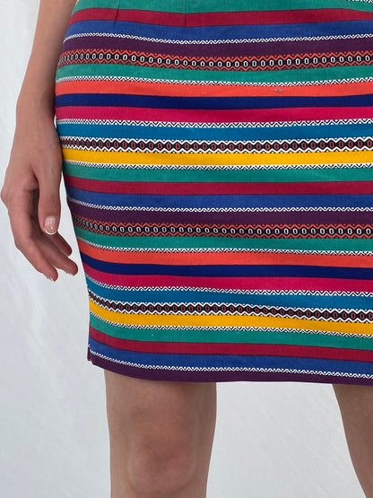 Y2k The Limited Colorful Striped Mini Pencil Skirt - S