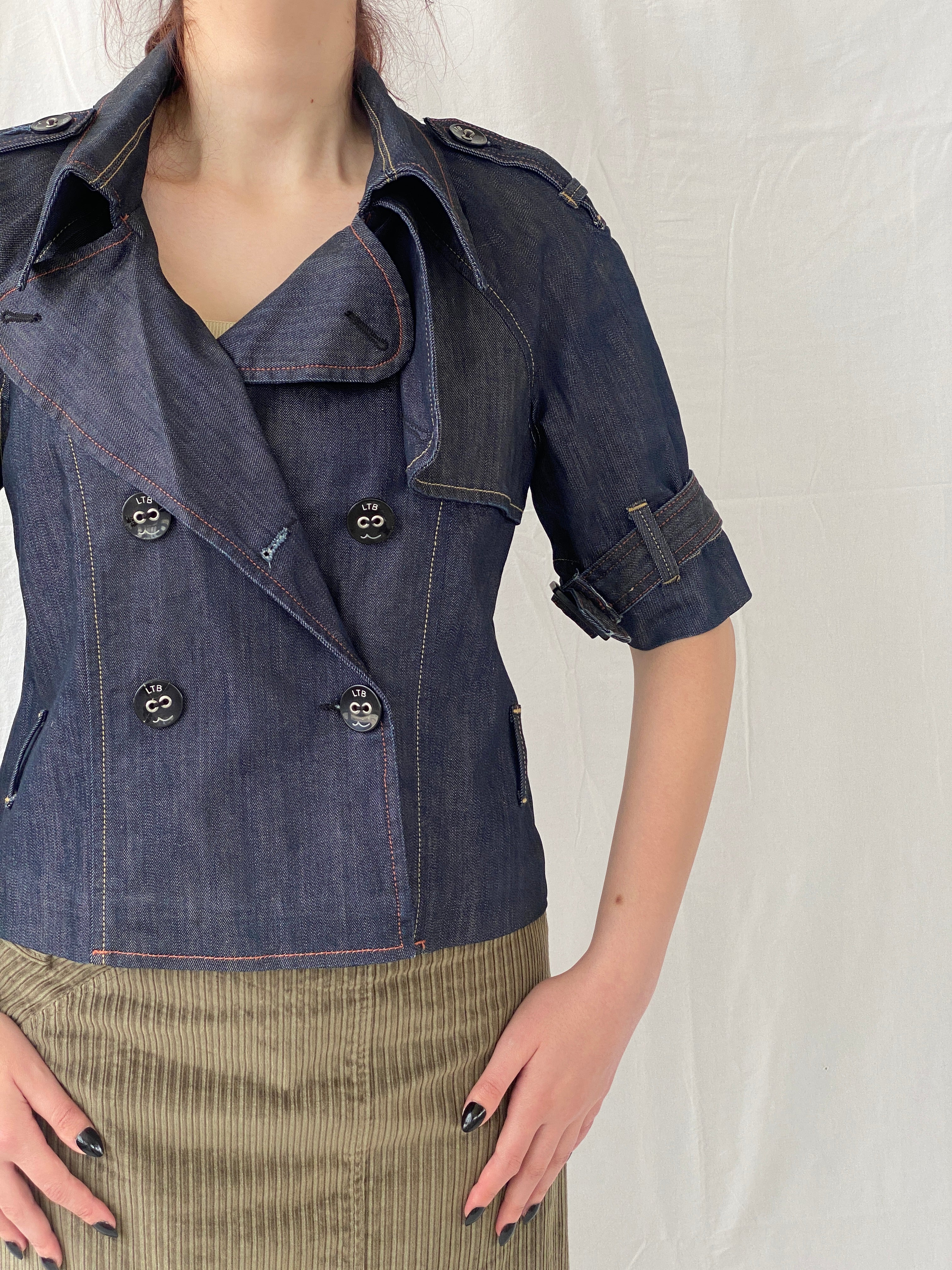 Vintage Y2K LTB Little Big Half Sleeve Denim Jacket - M