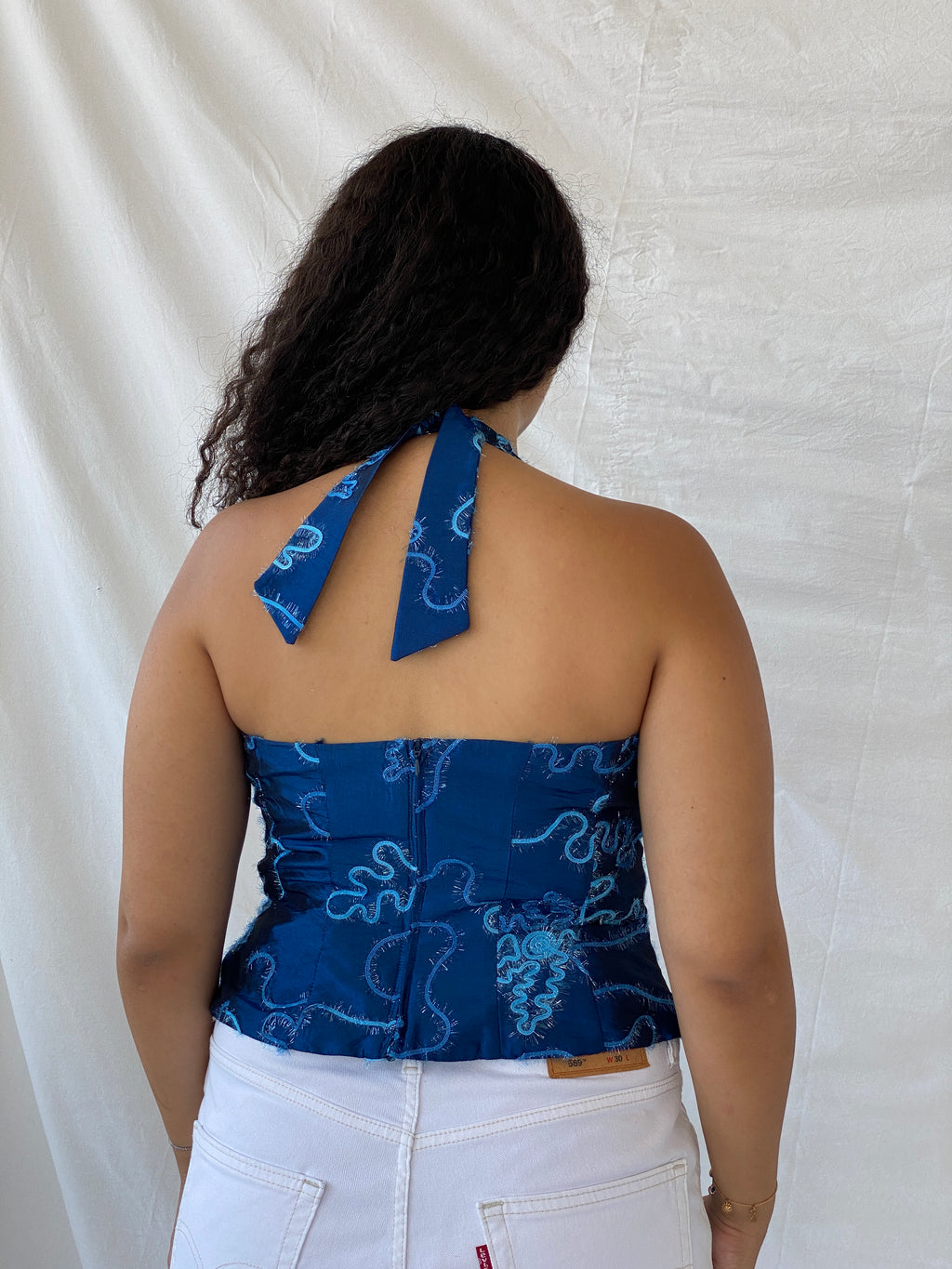 Vintage Chou Chou Blue Halter Top - L