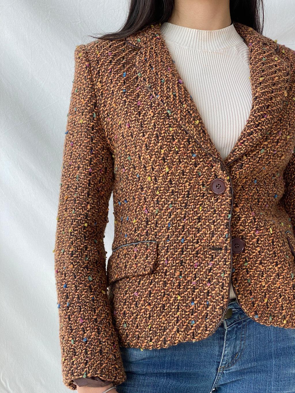 Y2K Frensa Collection Women’s Tweed Brown Blazer - M