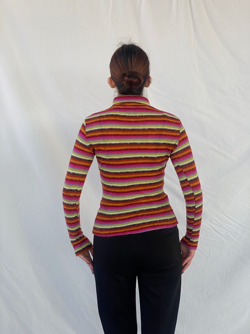 Miss Sixty Basics Multicolor Striped Turtle Neck Long Sleeve Top - M