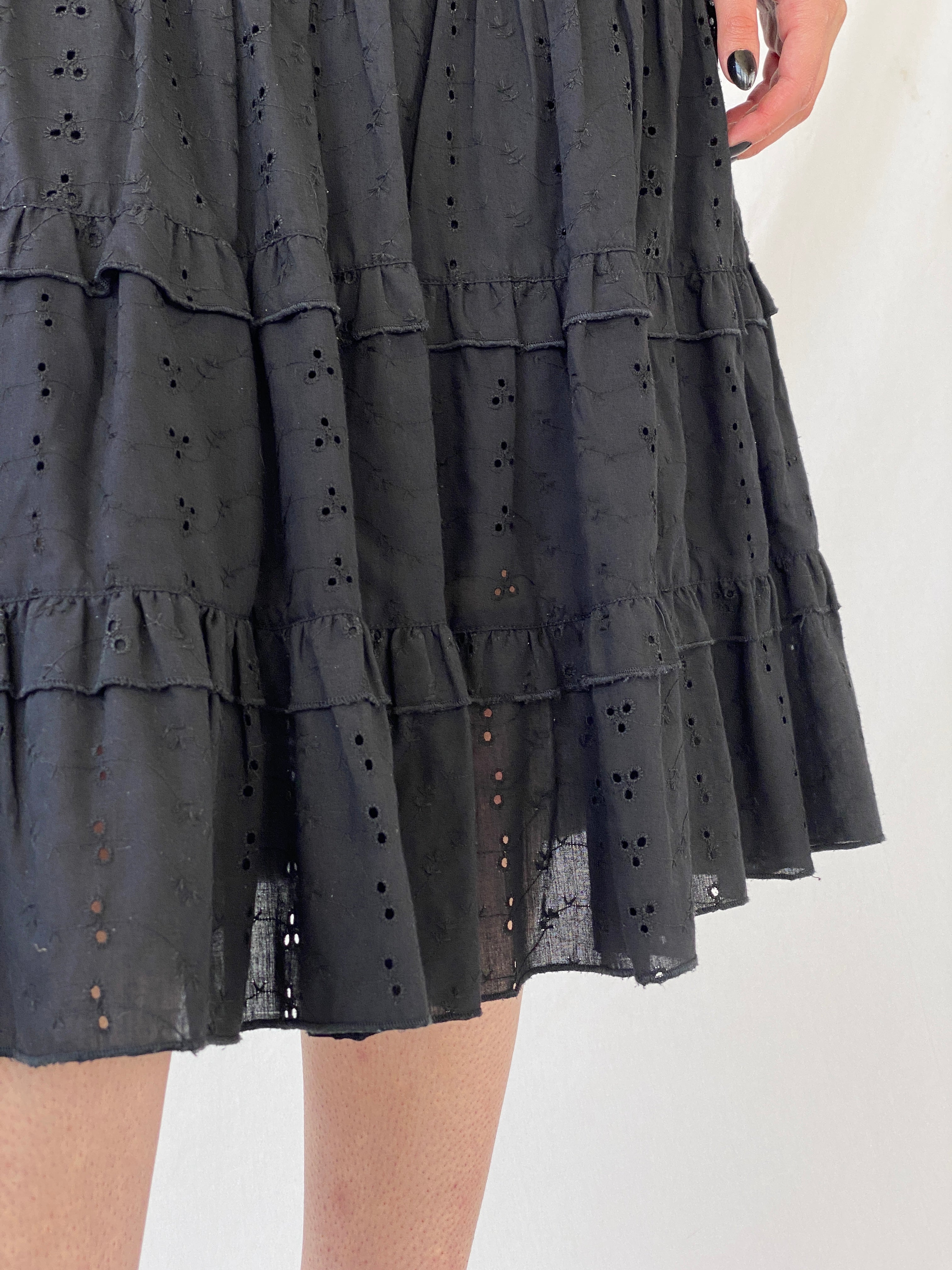 Vintage Y2K Morgan De Toi Tiered Flouncy Black Midi Skirt - M