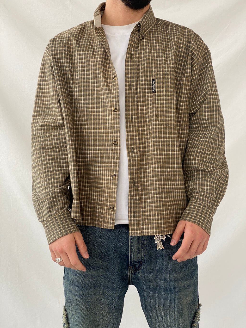 Vintage Remington Plaid Full Sleeve Button Up Men‘s Shirt - XL