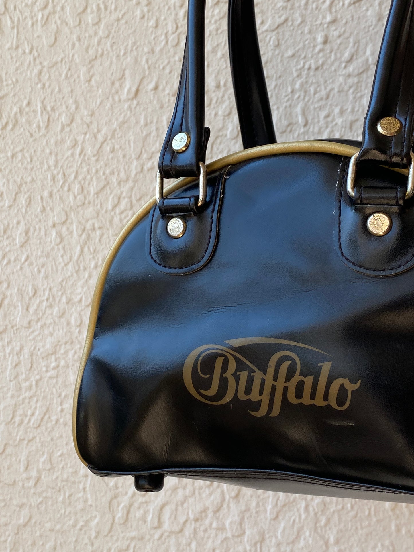 Vintage Y2K Buffalo Black & Gold Mini Bowling Bag