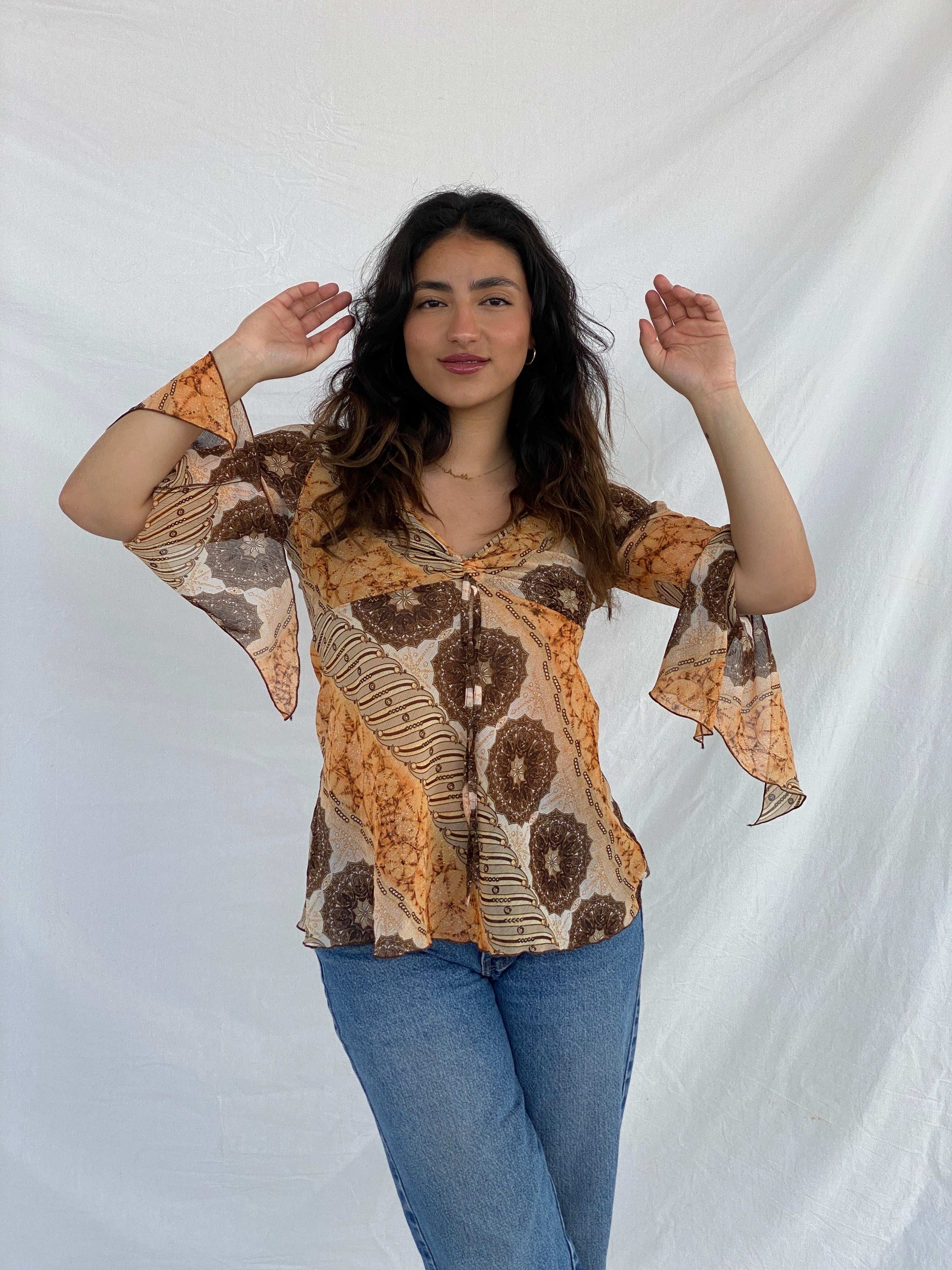 Vintage Destiny Sheer Printed Top - Size M - Balagan Vintage Sheer Top 00s, 90s, Lana, NEW IN, sheer, summer