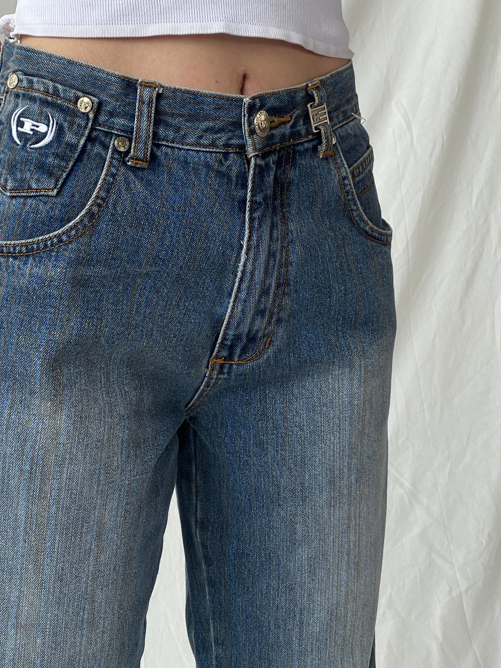 Y2K Phat Farm P Denim Wide Leg Women’s Striped Jeans - 34EUR