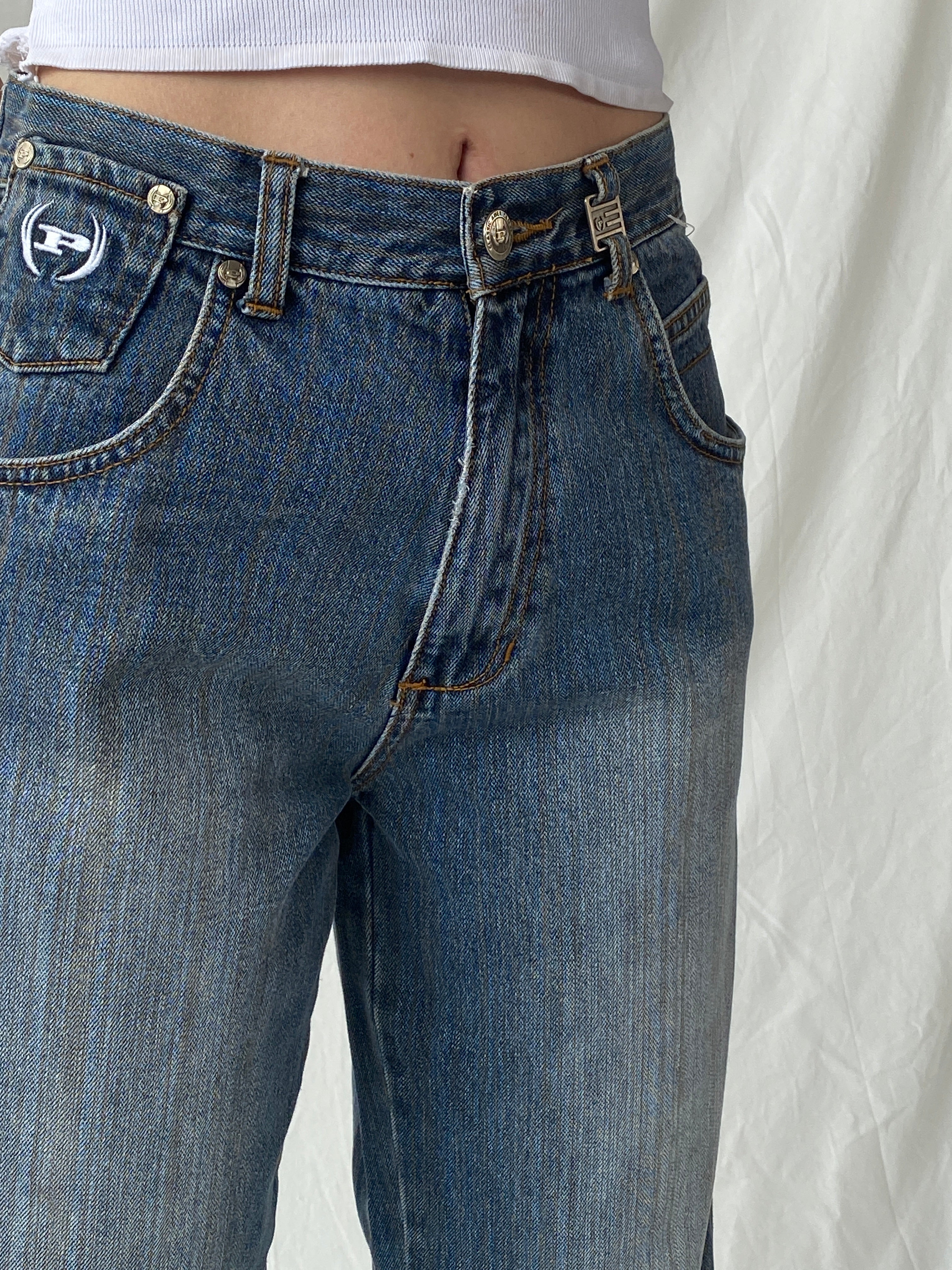 Y2K Phat Farm P Denim Wide Leg Women’s Striped Jeans - 34EUR