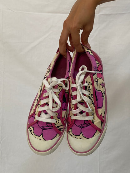 Vintage Coach Pink Floral Canvas Sneakers - 39EU