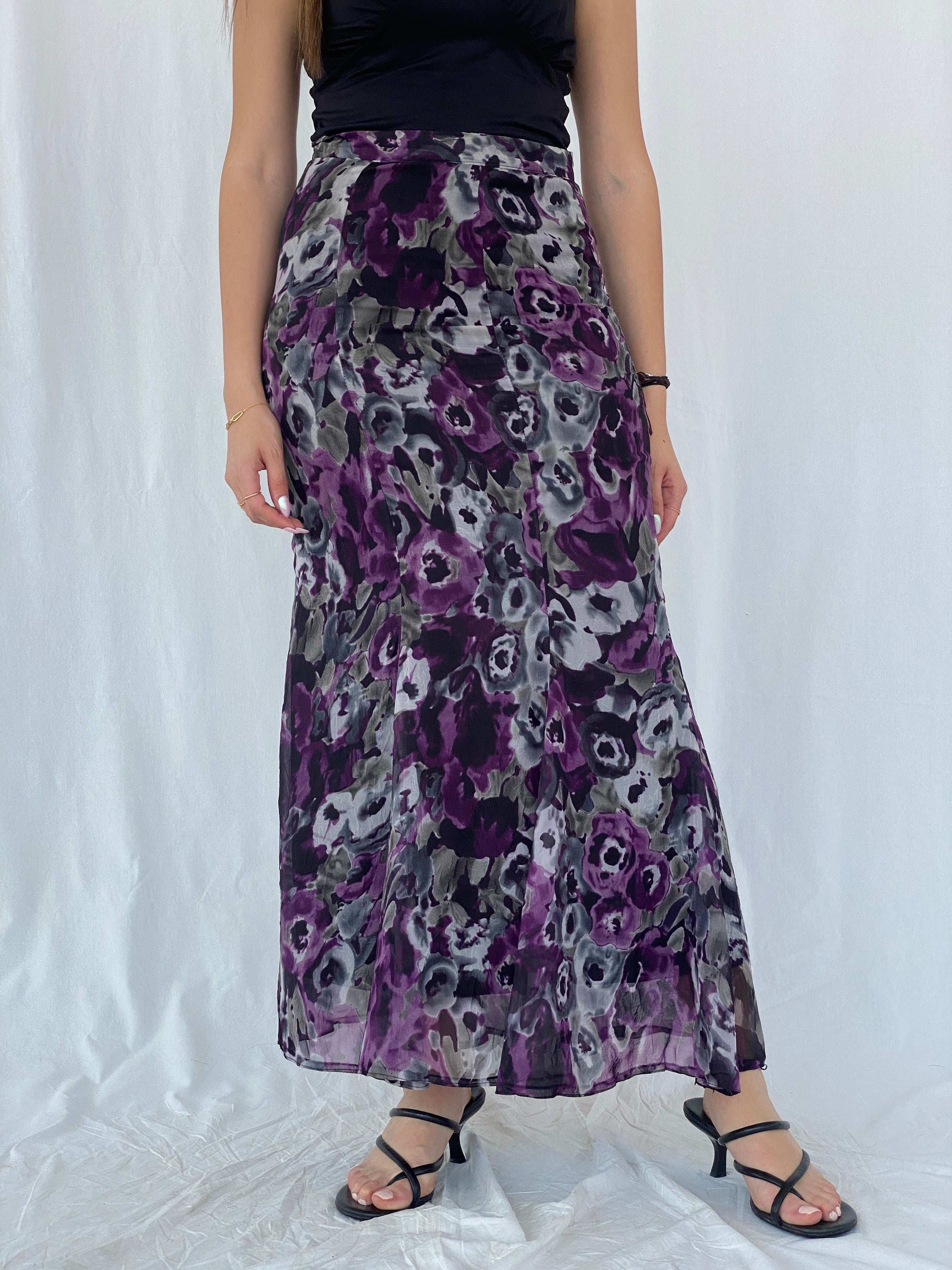 Vintage Floral Maxi Sheer Skirt Size M - Balagan Vintage Maxi Skirt 90s, floral, floral skirt, Juana, maxi skirt, NEW IN, women skirt