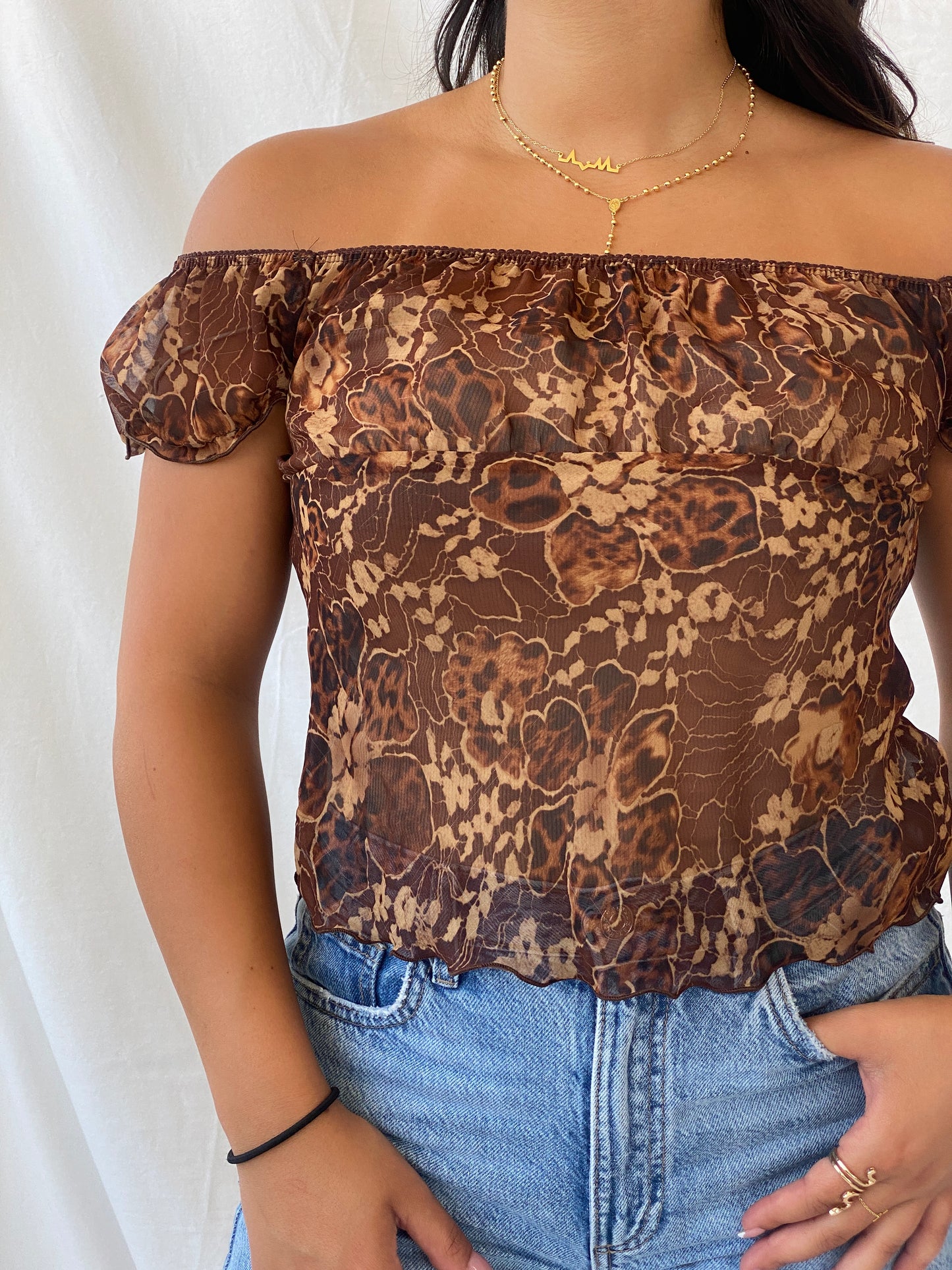 Cutest Y2K Floral Print Sheer Top - M