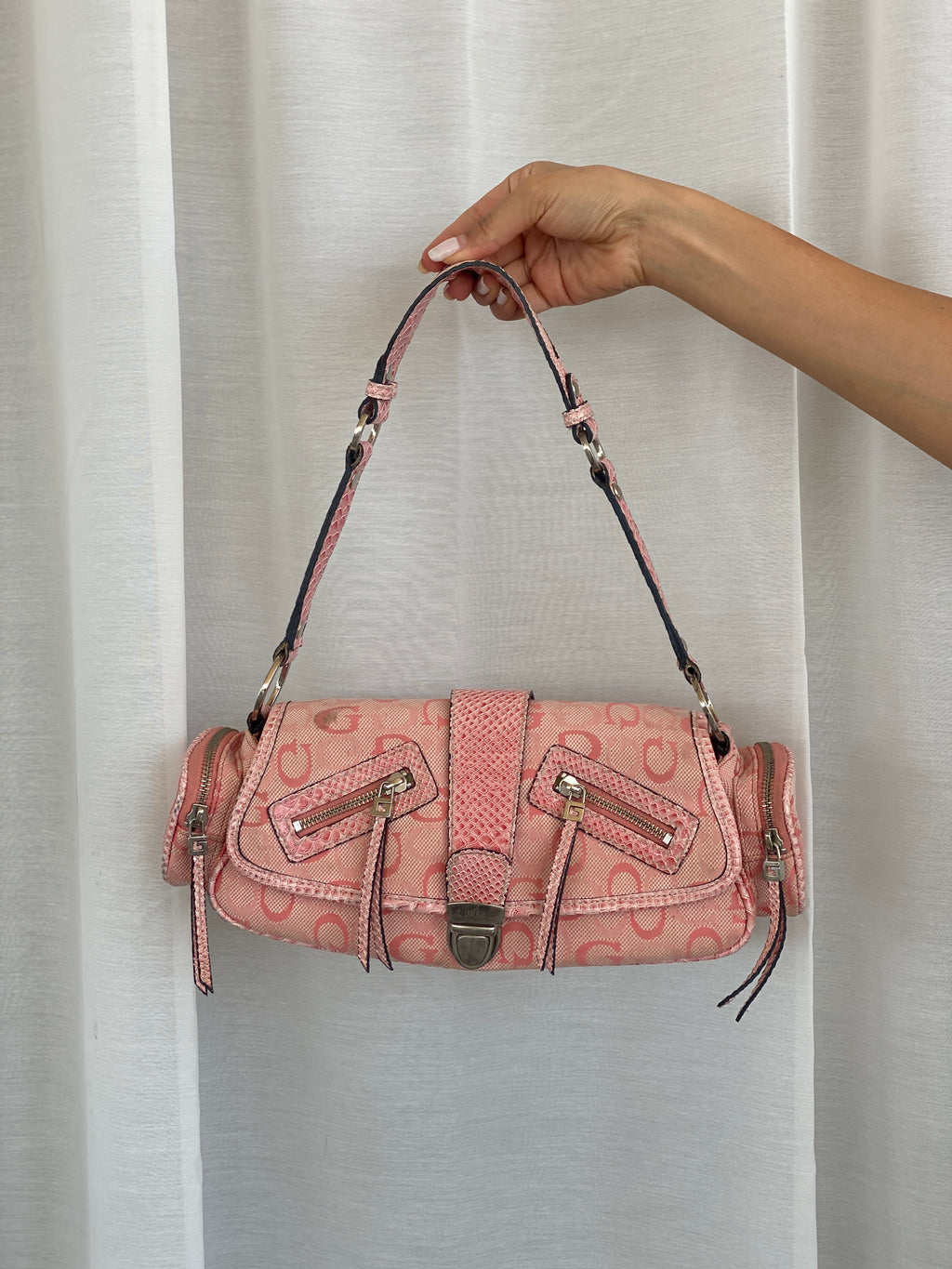 Statement Vintage Y2K Guess Pink Monogram Shoulder Bag