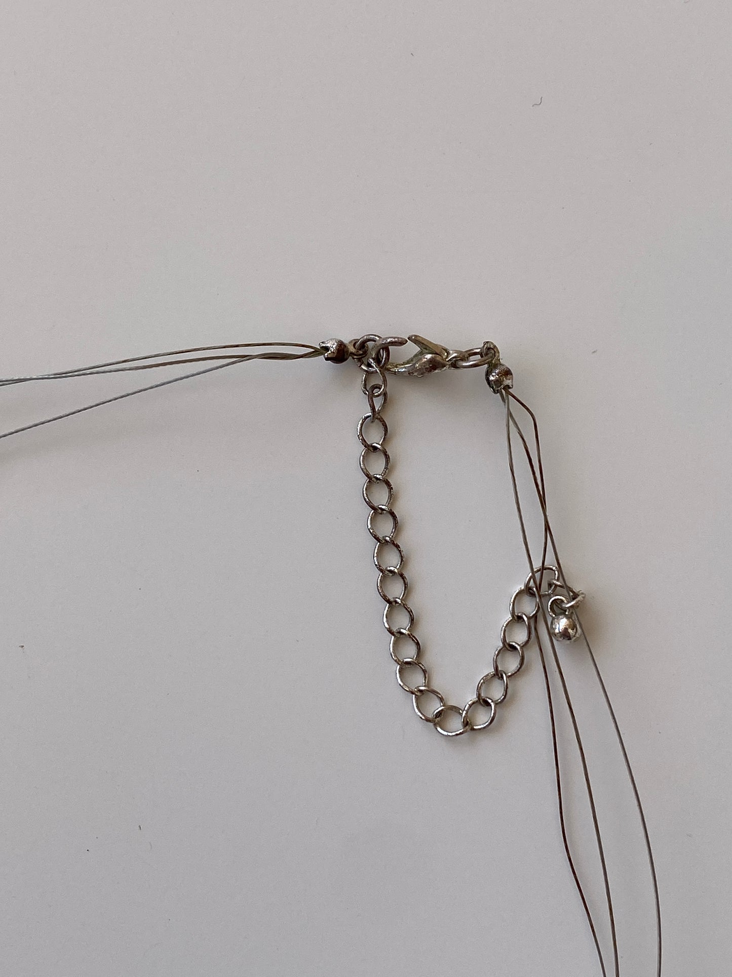 Vintage Y2K Silver Tone Spiral Rose Floating Bead Multi-Strand Wire Necklace