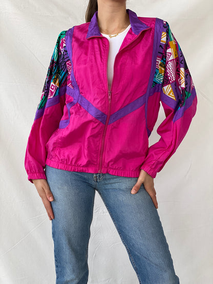 Vintage 90s Healthy Attitude Pink Windbreaker Jacket - M