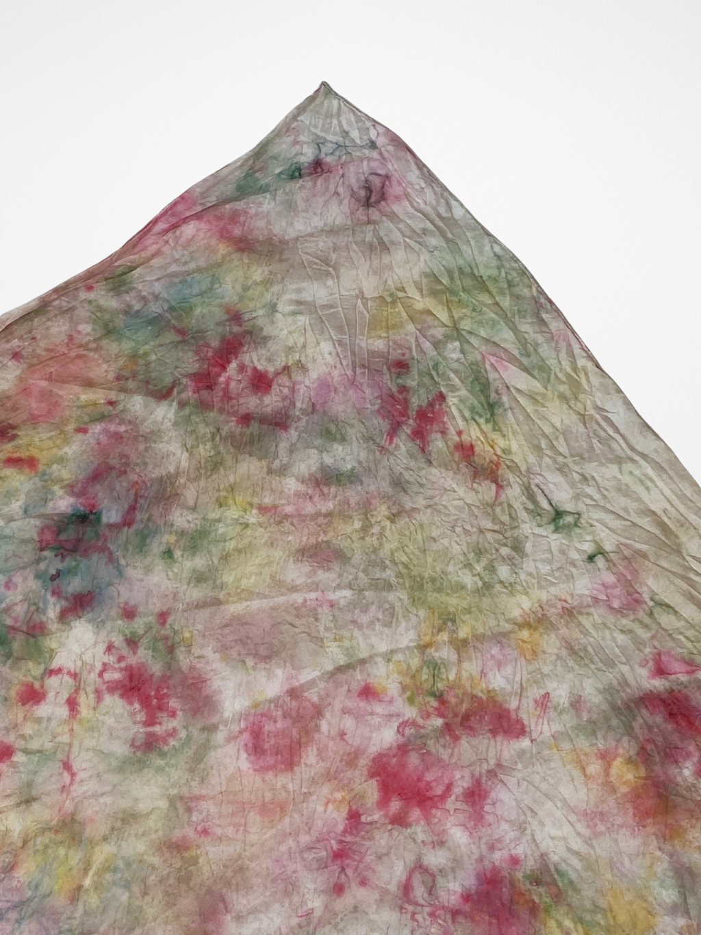 Vintage Happiness 100% Silk Tie-Dye Pink Multicolor Square Scarf