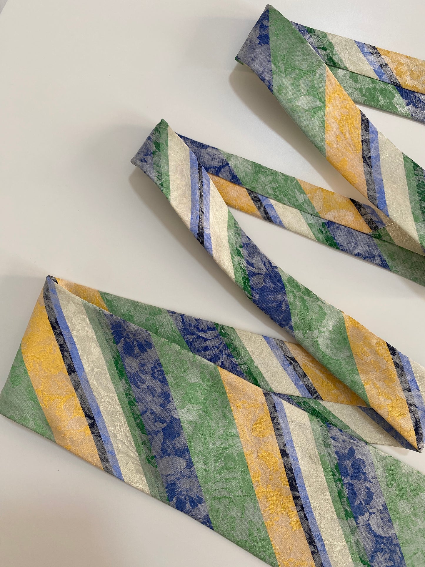 Vintage Gian Marco Venturi Silk Tie - Pastel Floral Striped Polyester | Made in Italy