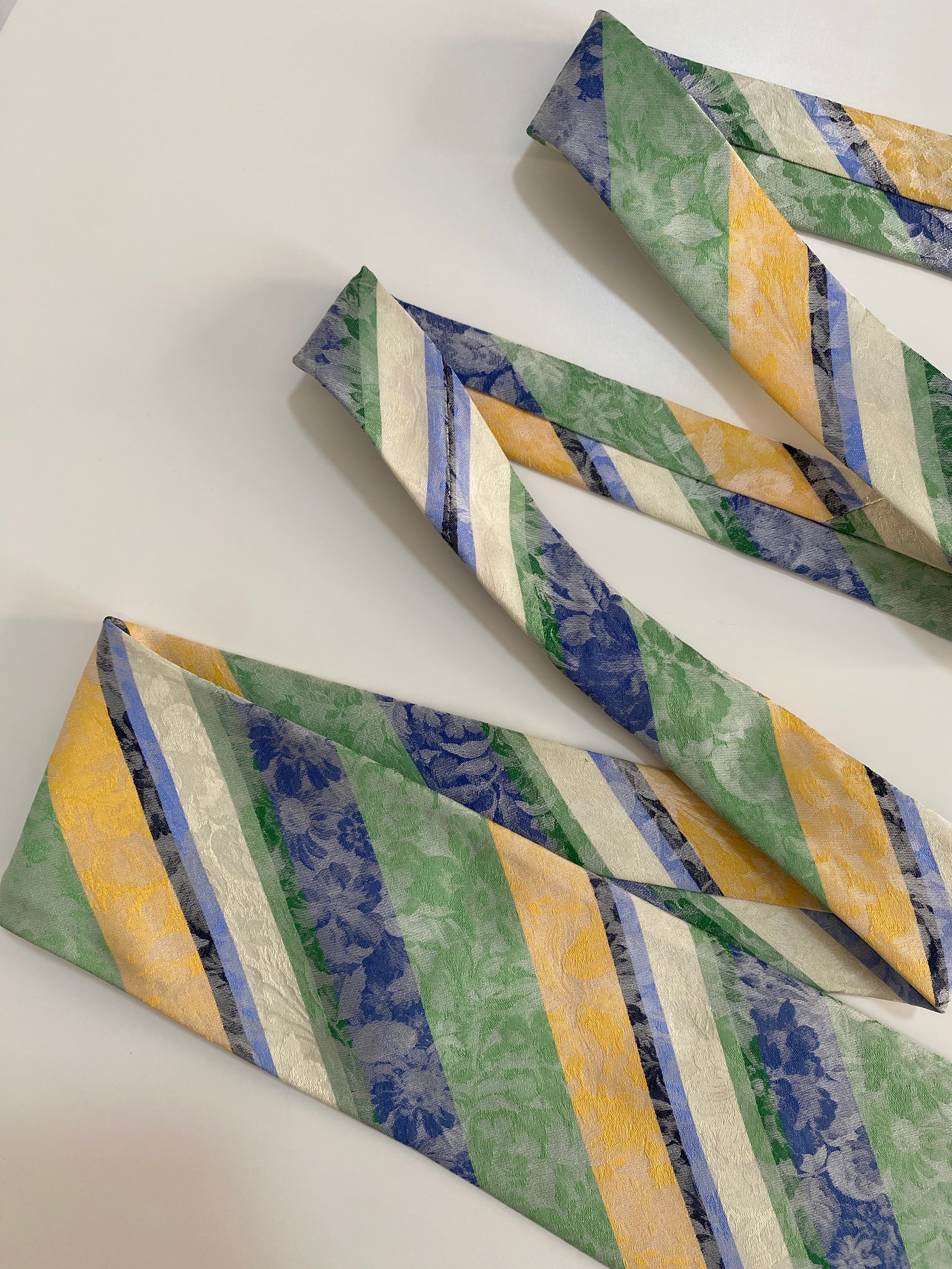 Vintage Gian Marco Venturi Silk Tie - Pastel Floral Striped Polyester | Made in Italy