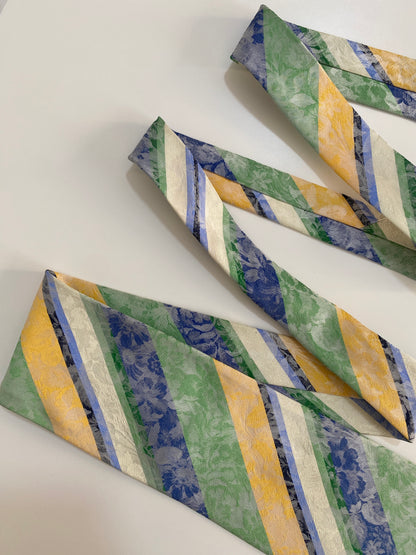 Vintage Gian Marco Venturi Silk Tie - Pastel Floral Striped Polyester | Made in Italy