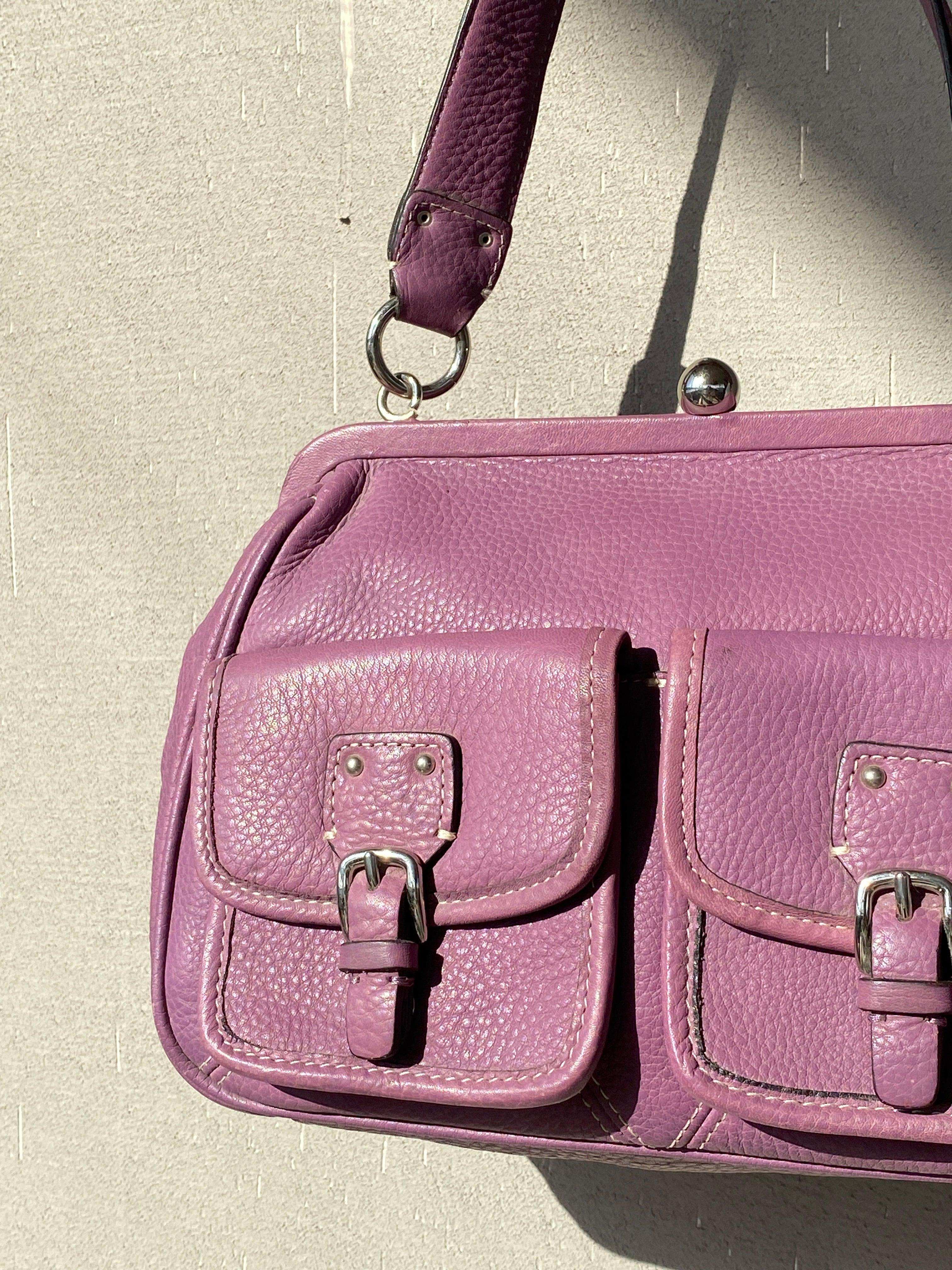 Vintage Y2K Fossil Purple Genuine Leather Handbag - Balagan Vintage Handbags bag, genuine leather, handbag, NEW IN
