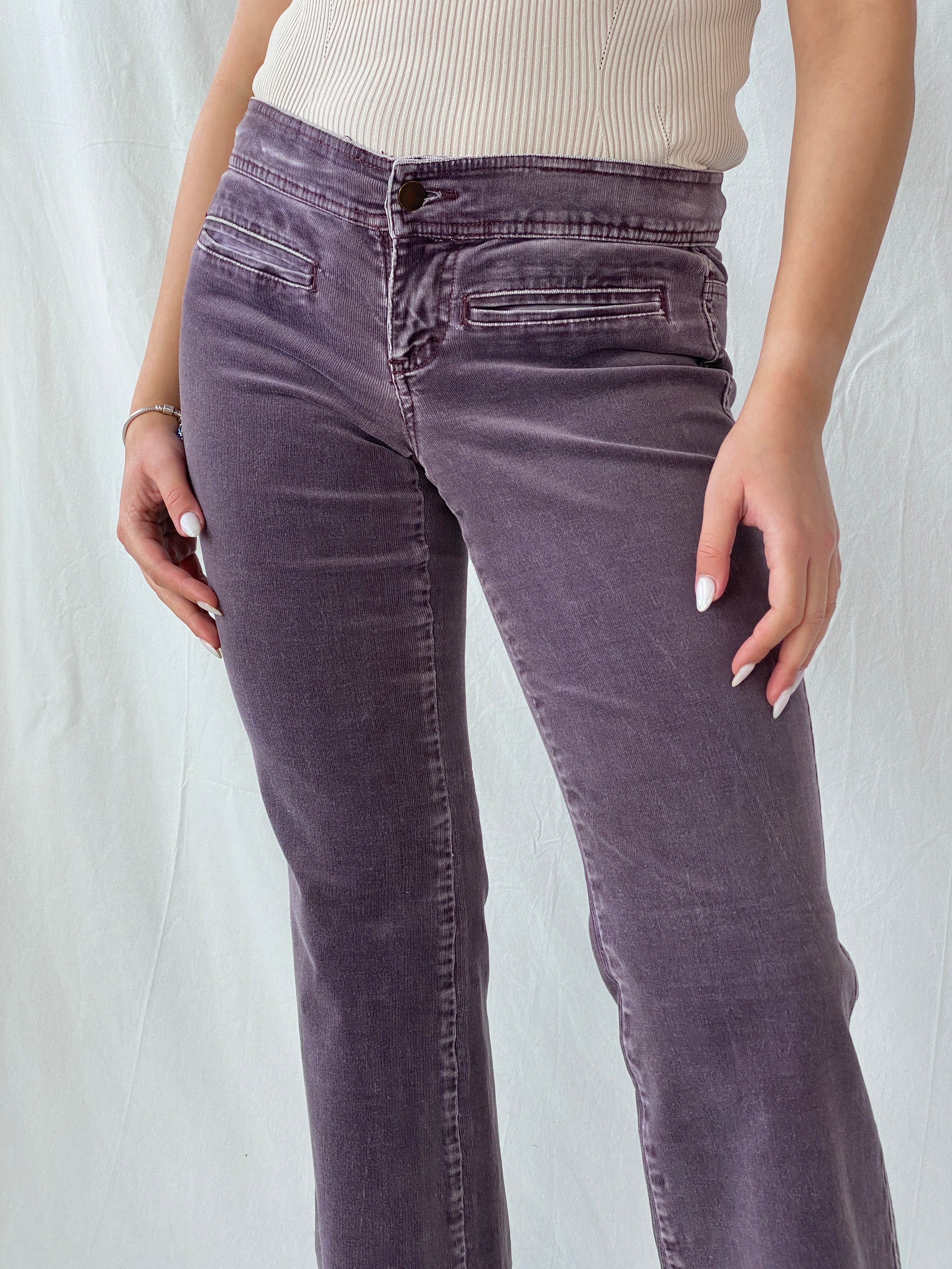 Vintage Y2K ARDEN B. Purple Low Rise Flared Corduroy Pants - 36EUR