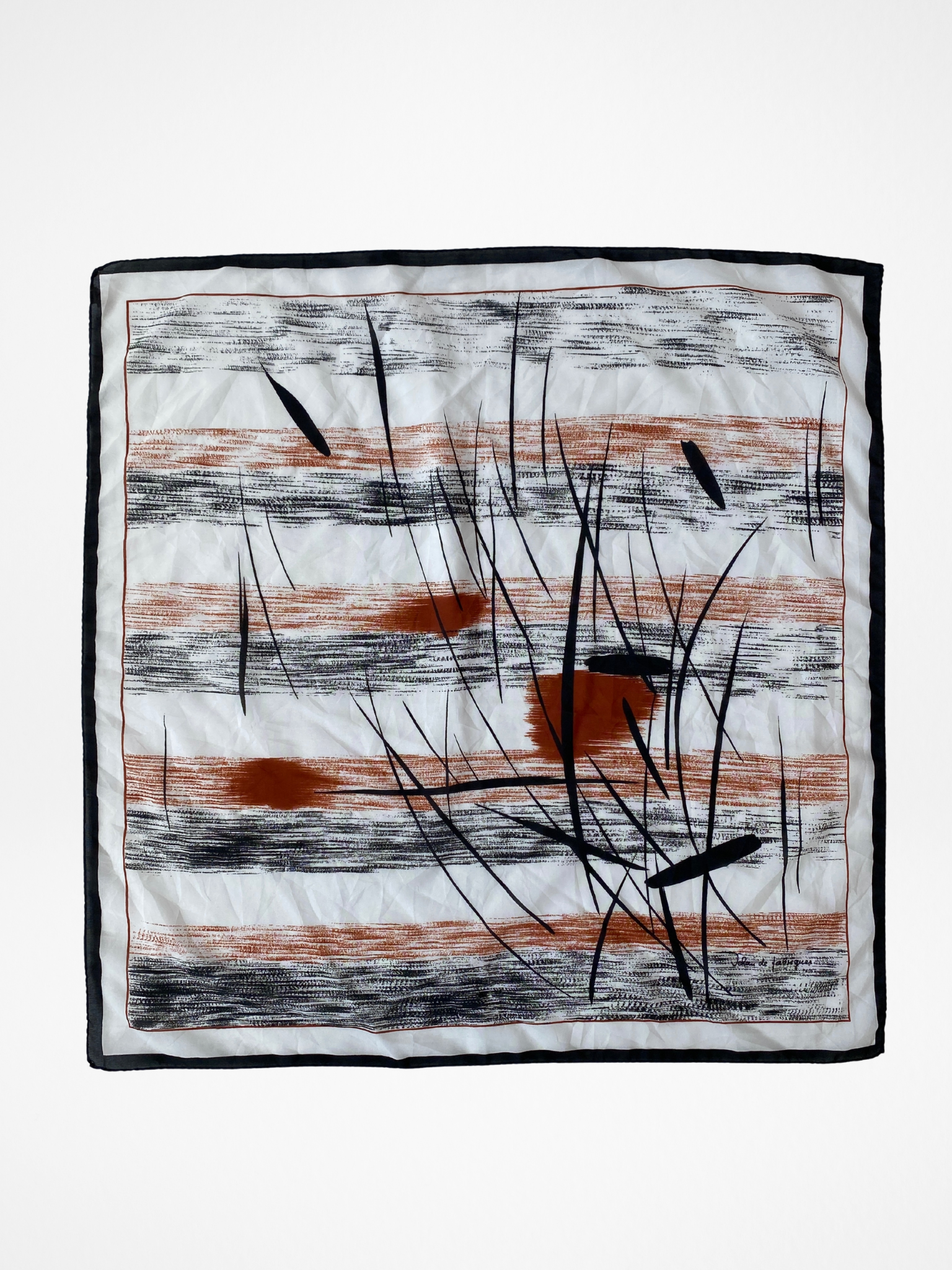 Vintage Jehau De Fabregues Paris Abstract Design Square Scarf