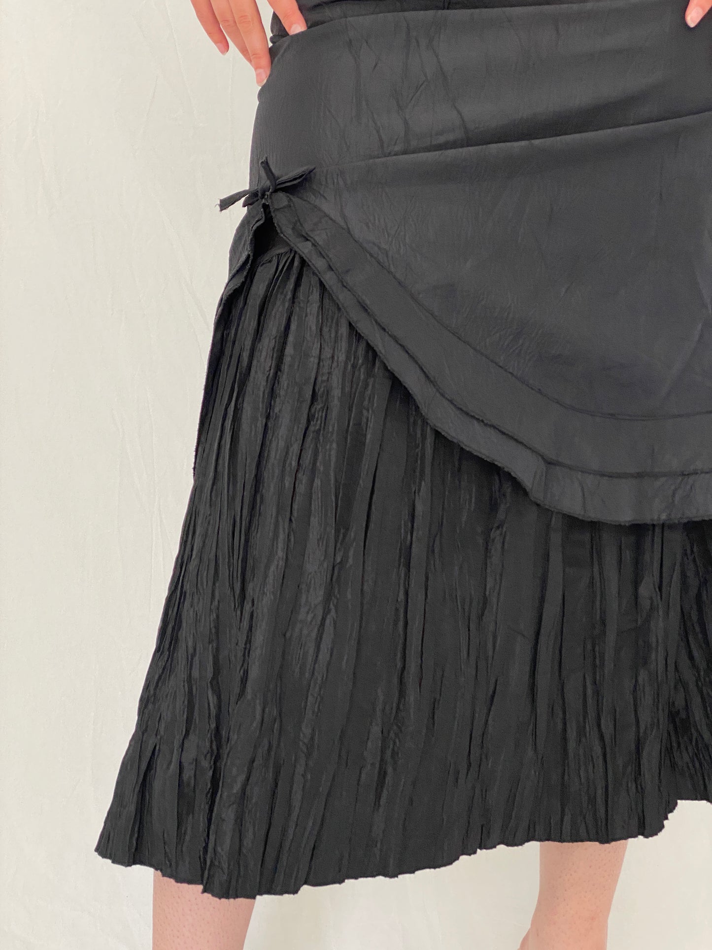 Vintage TANDEM Paris Black Pleated Goth Whimsy Maxi Skirt – M