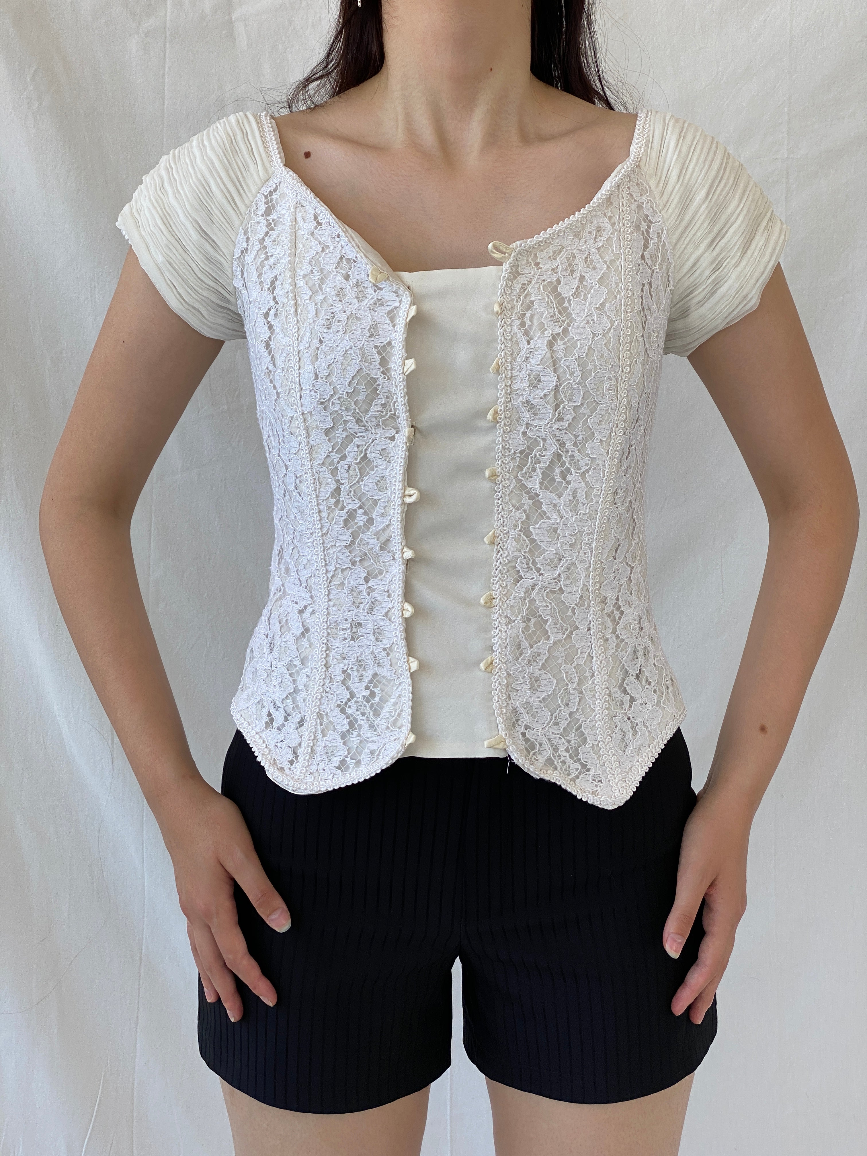 Stunning Vintage 90s Jean Allen London Lace Bustier Victorian Boned Corset Top - S