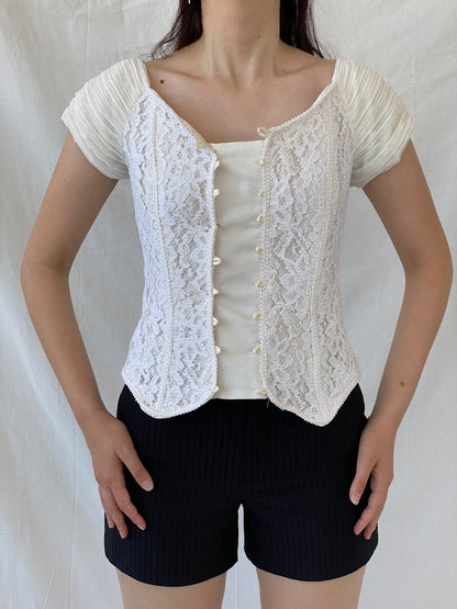 Stunning Vintage 90s Jean Allen London Lace Bustier Victorian Boned Corset Top - S