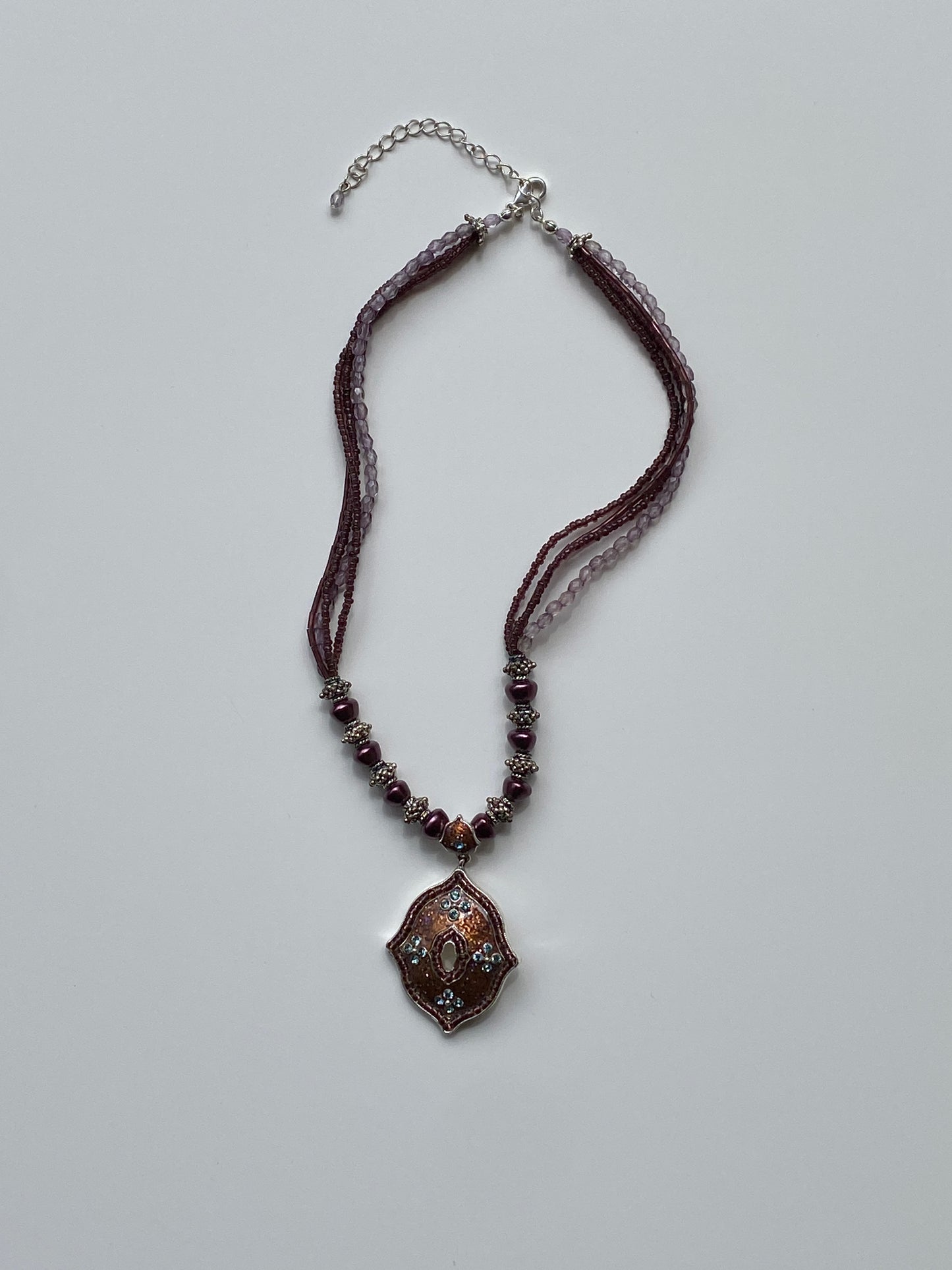 Y2K Purple & Lavender Multi-Strand Seed Bead Whimsical Necklace