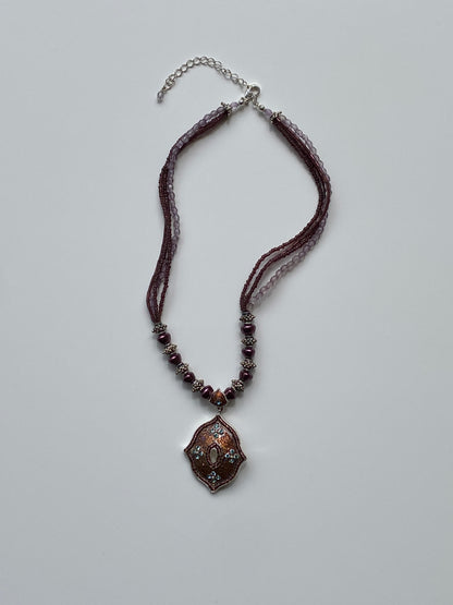 Y2K Purple & Lavender Multi-Strand Seed Bead Whimsical Necklace