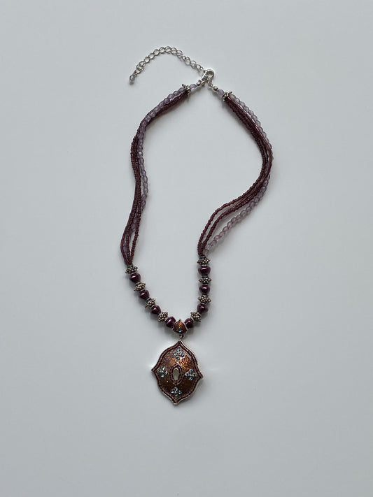 Y2K Purple & Lavender Multi-Strand Seed Bead Whimsical Necklace