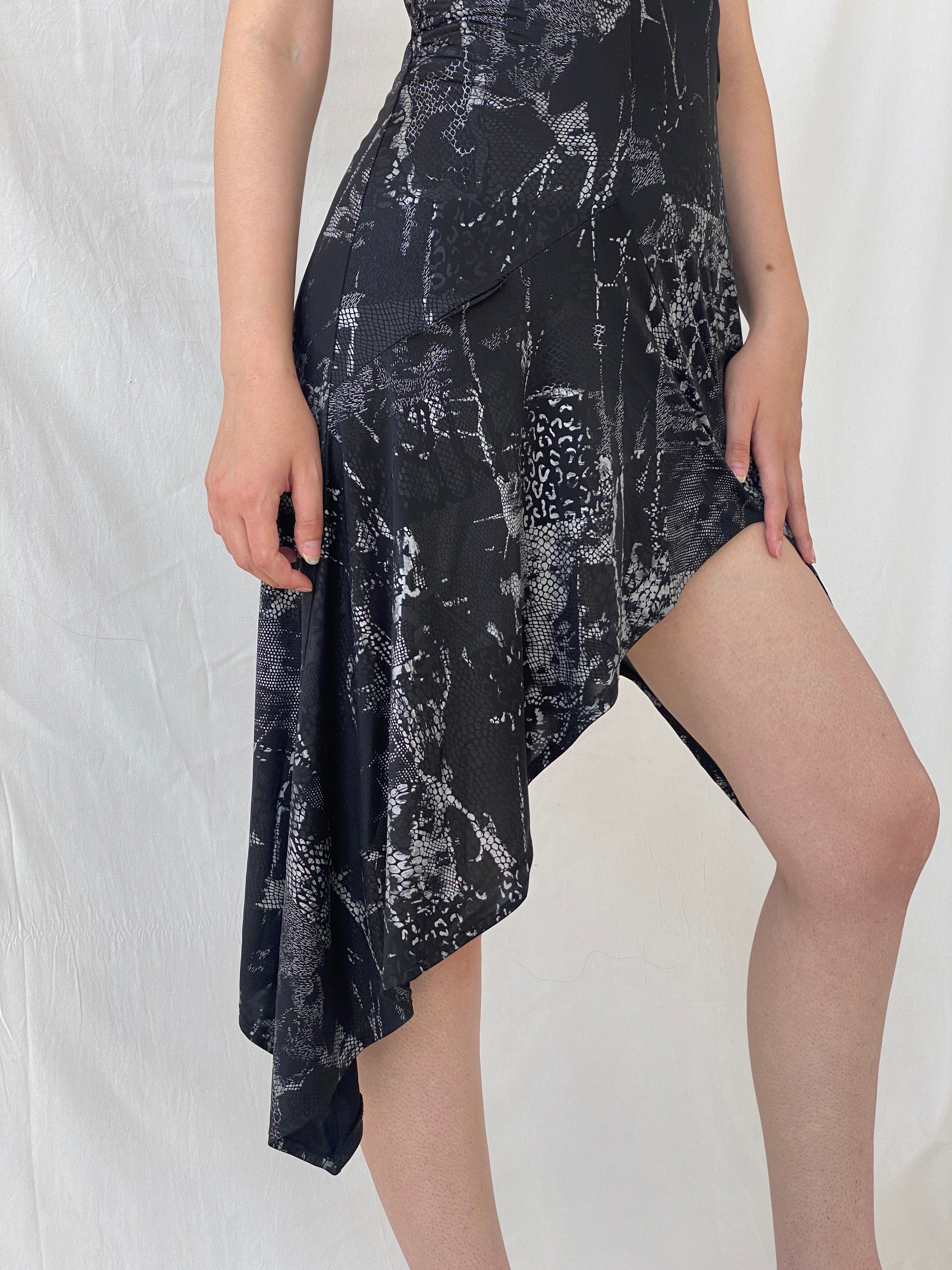 Y2K Romeo Four Juliette Paris Black Halter Asymmetrical Hem Dress - M