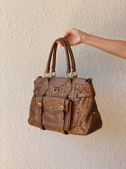 Beautiful Cole Haan Village Weave H06 Purse Woven Leather Bronze Handbag