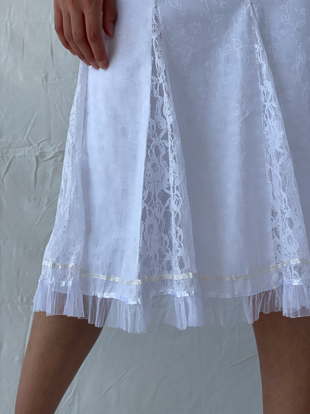 Vintage 00s Olabi Fashion Lace Blend White Midi Skirt - M