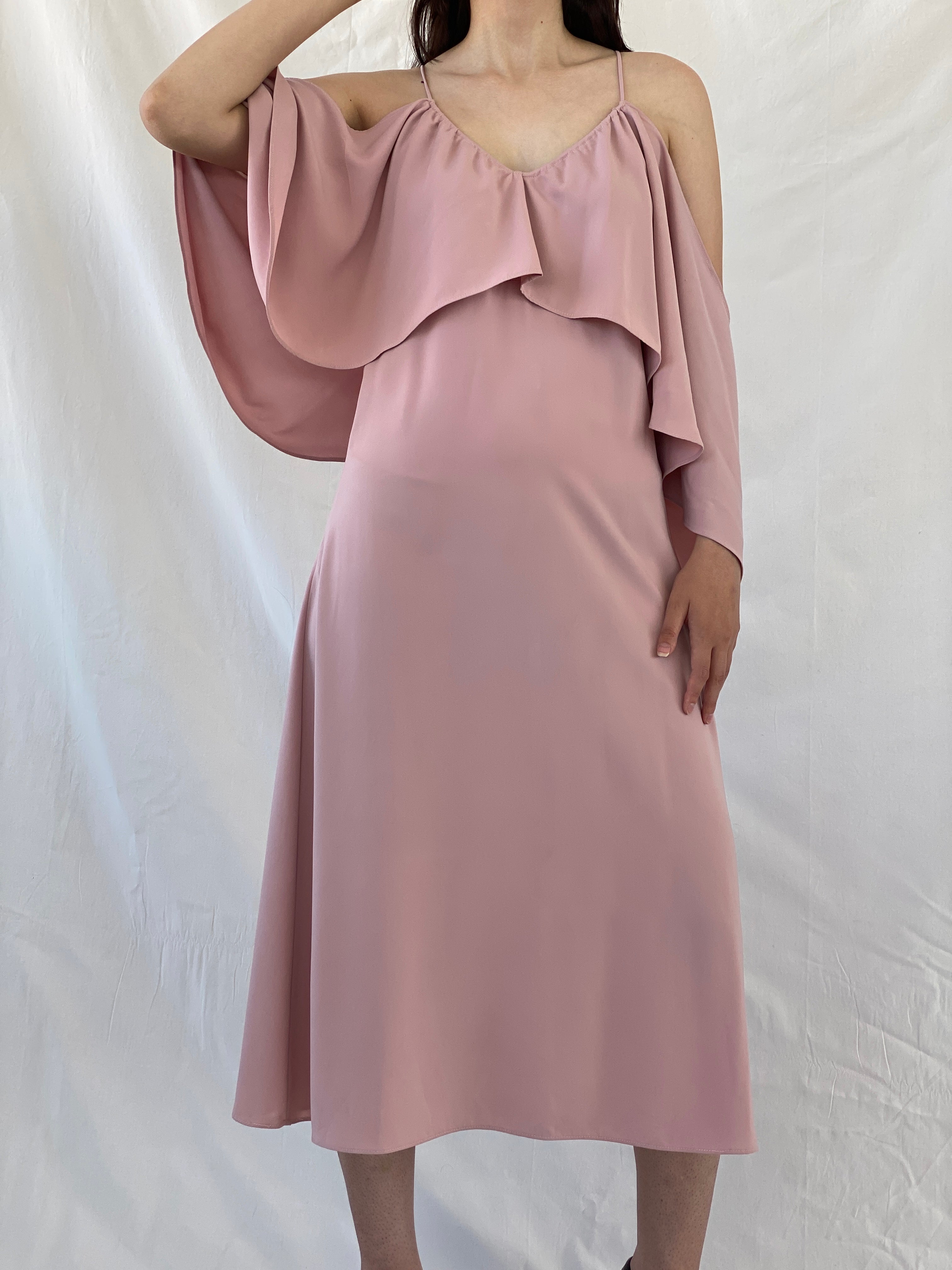 فستان زفاف جوفونا لندن وردي فاتح مكشوف الكتفين متوسط ​​الطول - مقاس صغير