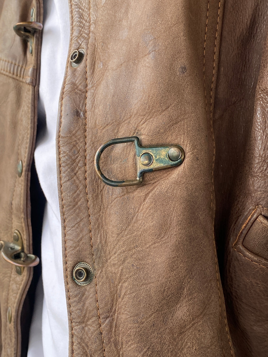 Vintage GELY CUIR Paris Genuine Brown Leather Cropped Heavy Bomber Jacket - S