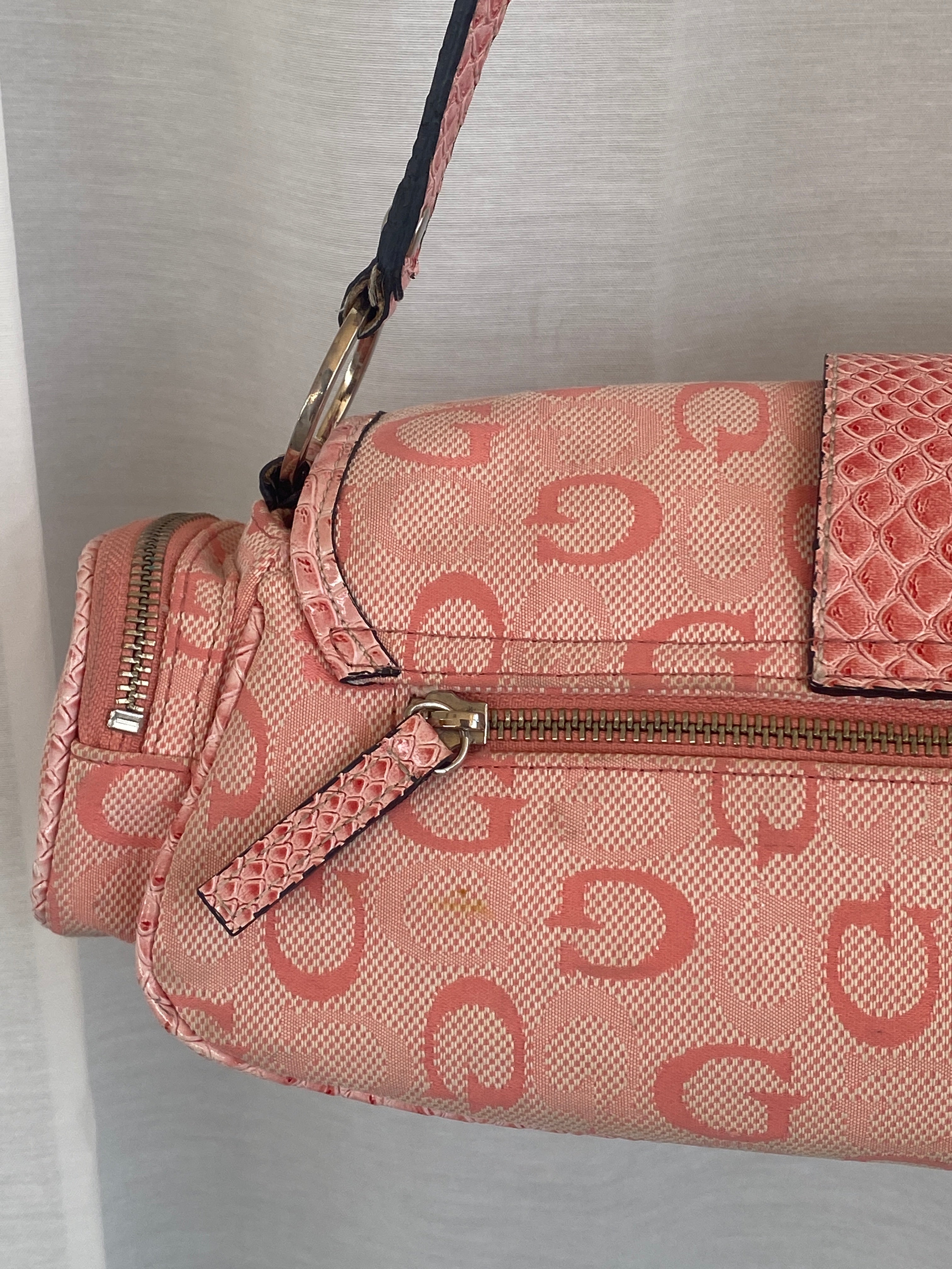 Statement Vintage Y2K Guess Pink Monogram Shoulder Bag