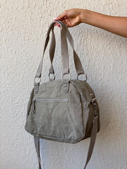 Y2K Woman by Tchibo Taupe Nylon Multi-Pocket Utility Messenger Bag