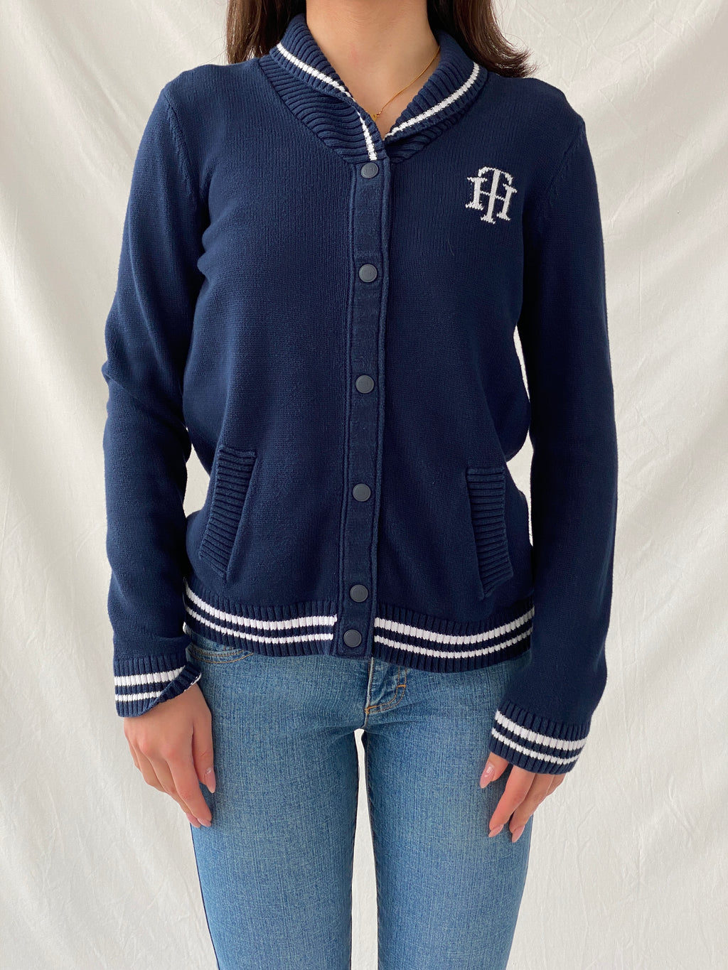 Tommy Hilfiger TH Logo Cotton Jumper Varsity Jacket - S