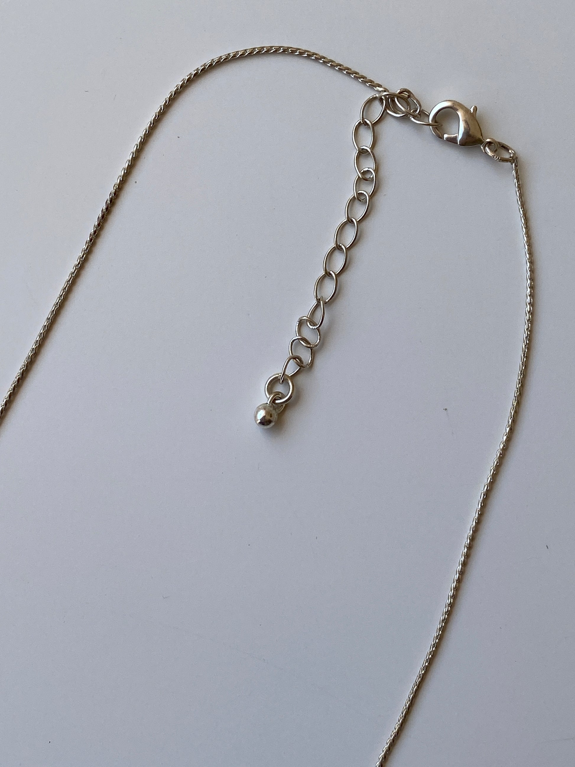 Y2K Blue Crystal Bead Framed Square Link Silver Necklace Y2K Blue Crystal Bead Framed Square Link Silver Necklace