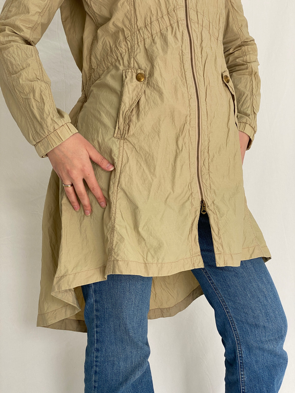 AX Armani Exchange Lightweight Hooded Beige Jacket - S AX Armani Exchange Lightweight Hooded Beige Jacket - S