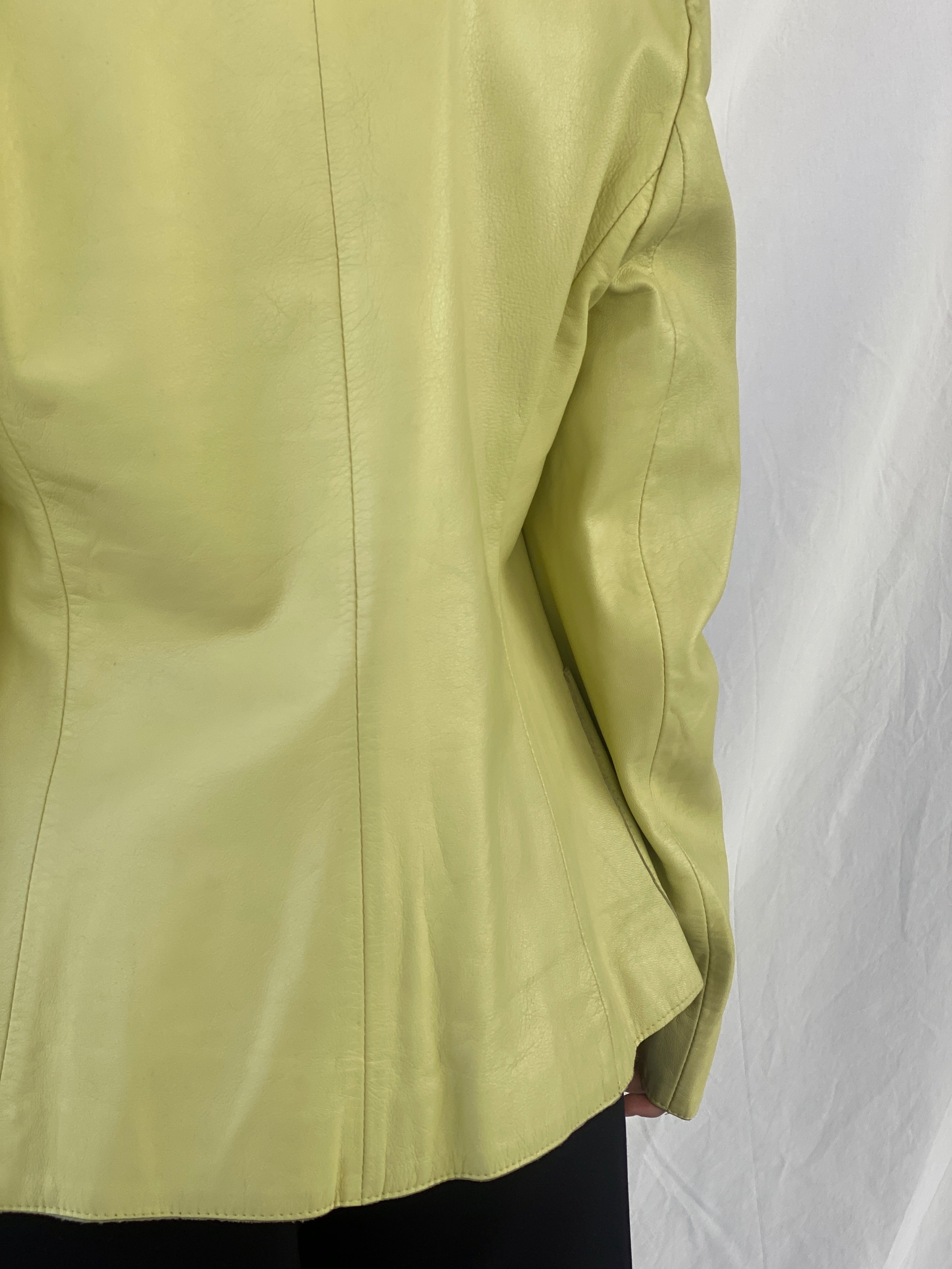 Vintage Mirella Mori Italy Yellow Genuine Leather Blazer -L