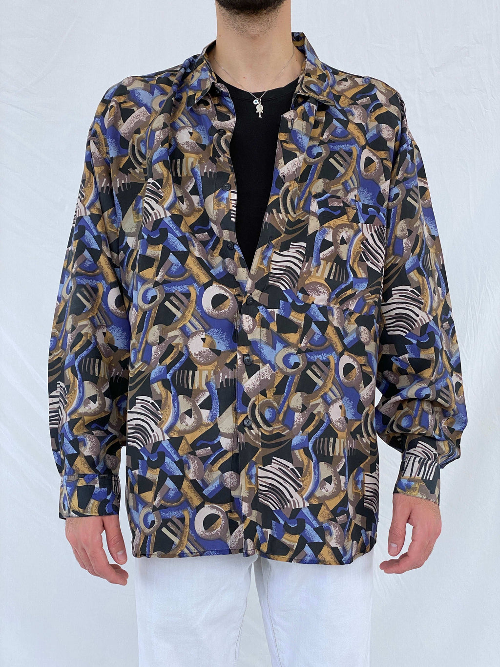 Vintage SUMMA Silk Printed Full Sleeve Shirt Size XL - Balagan Vintage Full Sleeve Shirt 90s, Awsam, full sleeve shirt, mens shirt, NEW IN, printed shirt, printed silk shirt, silk shirt